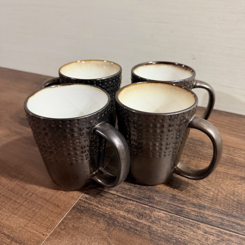 Threshold ROYAL ABBEY Mugs / Coffee Cups * Set of 4 * Excellent 4 1/2" Stoneware